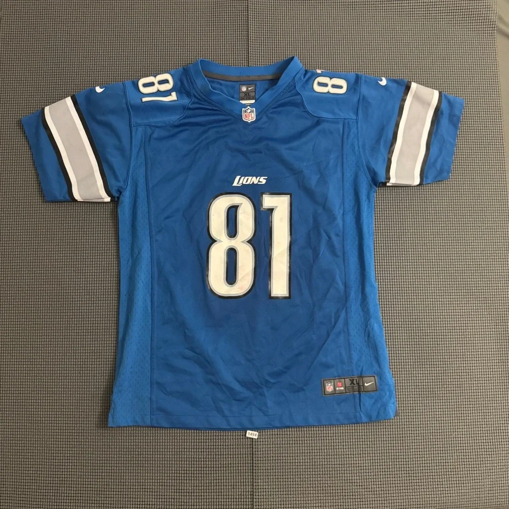 Nike Detroit Lions Calvin Johnson 81 Jersey Youth XL Blue NFL On Field Megatron